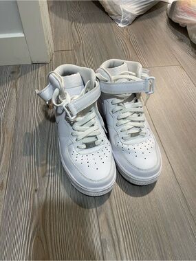 Woman White High-Top Sneakers with Ankle Strap
